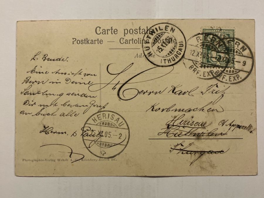 Cartoline postali: Historische Ansichtskarte von Bern mit Eisenbahnbrücke – Usato da Bauma venduto da Baumer71 1
