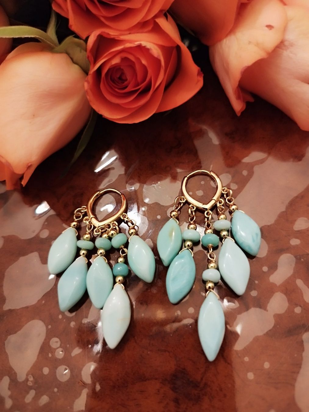 Orecchini pendenti & Orecchini a lobo: Peruanische Blauopal-Ohrringe, – Nuovo (secondo la descrizione) da Basel venduto da pro_79rs 2