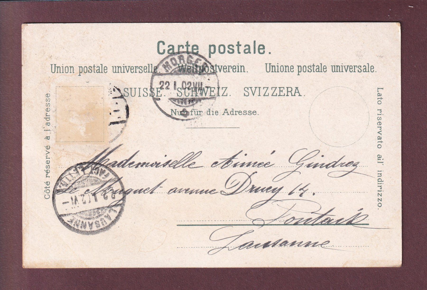 Cartoline postali: ROCHERS DE NAYE - Gare - 1901 – Usato da Pully venduto da nicecards 1