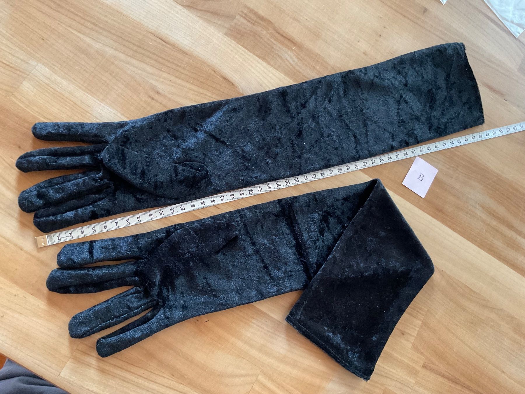 Guanti & manicotti: Stoff Samt Handschuhe schwarz lang – Nuovo (secondo la descrizione) da Rümlang venduto da resale35
