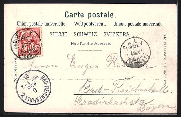 Cartoline postali: Litho Caux, Bahnhof, Grand Hotel, Rocher – Usato da Berlin venduto da bartko-reher 1