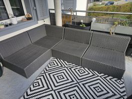 Balkon Rattan Sitzgruppe Grau