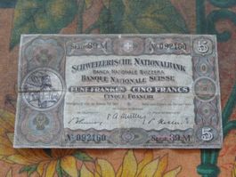 SUISSE  5  Francs  1949  (2160)  Billet
