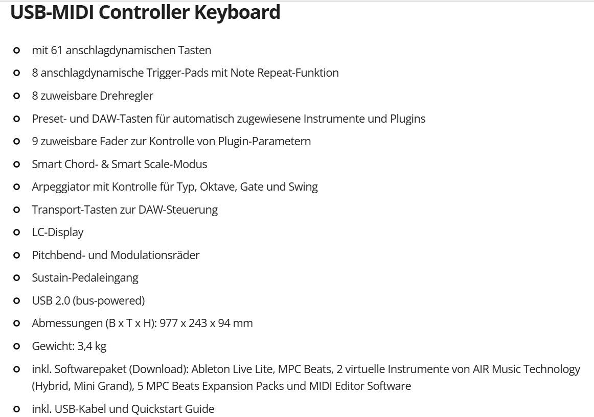 M-Audio Strumenti musicali: M-Audio Oxygen 61 MK5 – Nuovo (secondo la descrizione) da Bäretswil venduto da Alessandrina 4