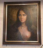 Ölgemälde Dame mit auffälligem Schmuck, gerahmt, Einzelstück