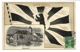 Appenzell - Kantonsfahne - Kirche - Passepartout-Litho  1914