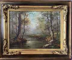 Fortunato Ornaghi – Original Ölgemälde – Waldlandschaft mit 