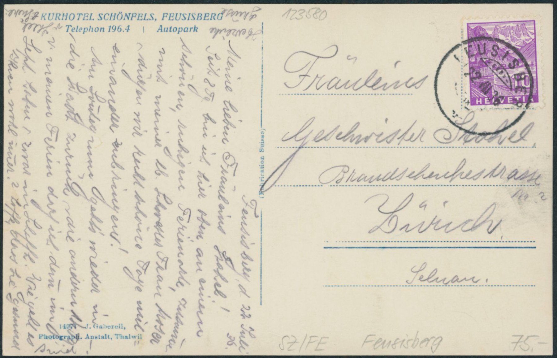Ansichtskarten: SZ Feusisberg – Gebraucht aus Schindellegi von stationary 1