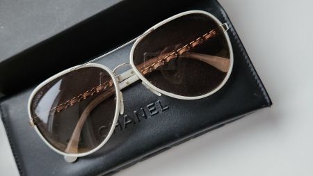 Chanel aviator Sunglasses White Rim