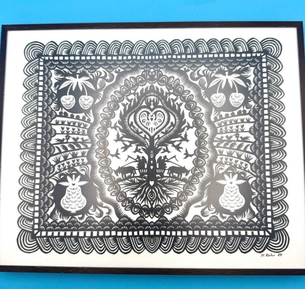 Grafica & Litografie: Marlys Rohr, Original-Scherenschnitt, handsigniert – Usato da Rain venduto da Pic-Ass