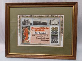 Stegelschein für Hopfen 1929 - Rahmen 46 x 35 cm