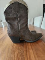 Braune Cowboystiefel im Kroko-Look, Grösse 38, neuwertig
