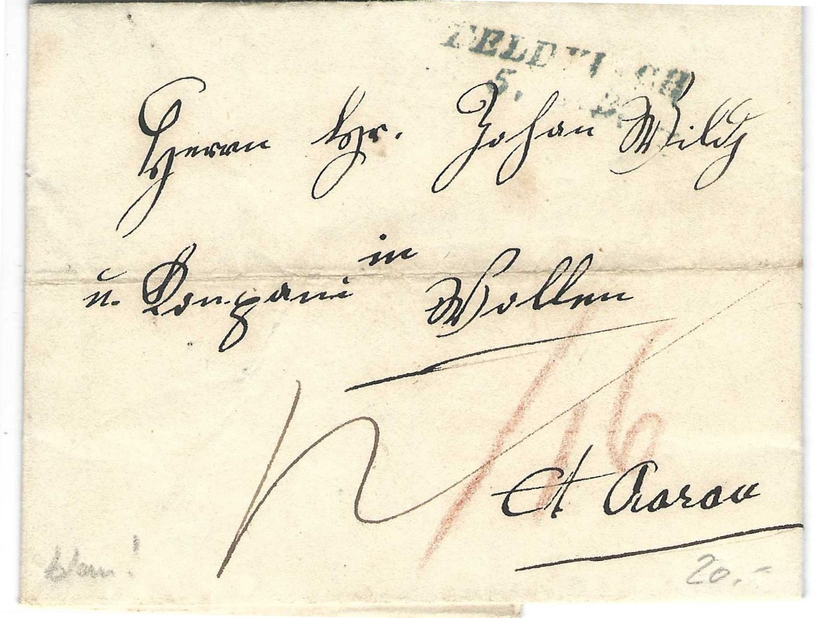 Tutti i francobolli: Faltbrief Feldkirch - Wohlen1850 – Usato da Wildhaus venduto da Brunphil