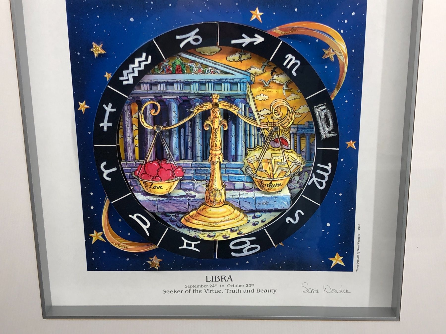 Dipinti: 3D Bild / Sternzeichen Waage / 40x40cm - Silber – Nuovo e nell'imballaggio originale da Bergdietikon venduto da Garak 3