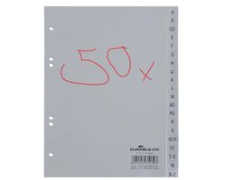 50 Stück DURABLE Kunststoffregister, DIN A5 hoch, Buchstaben