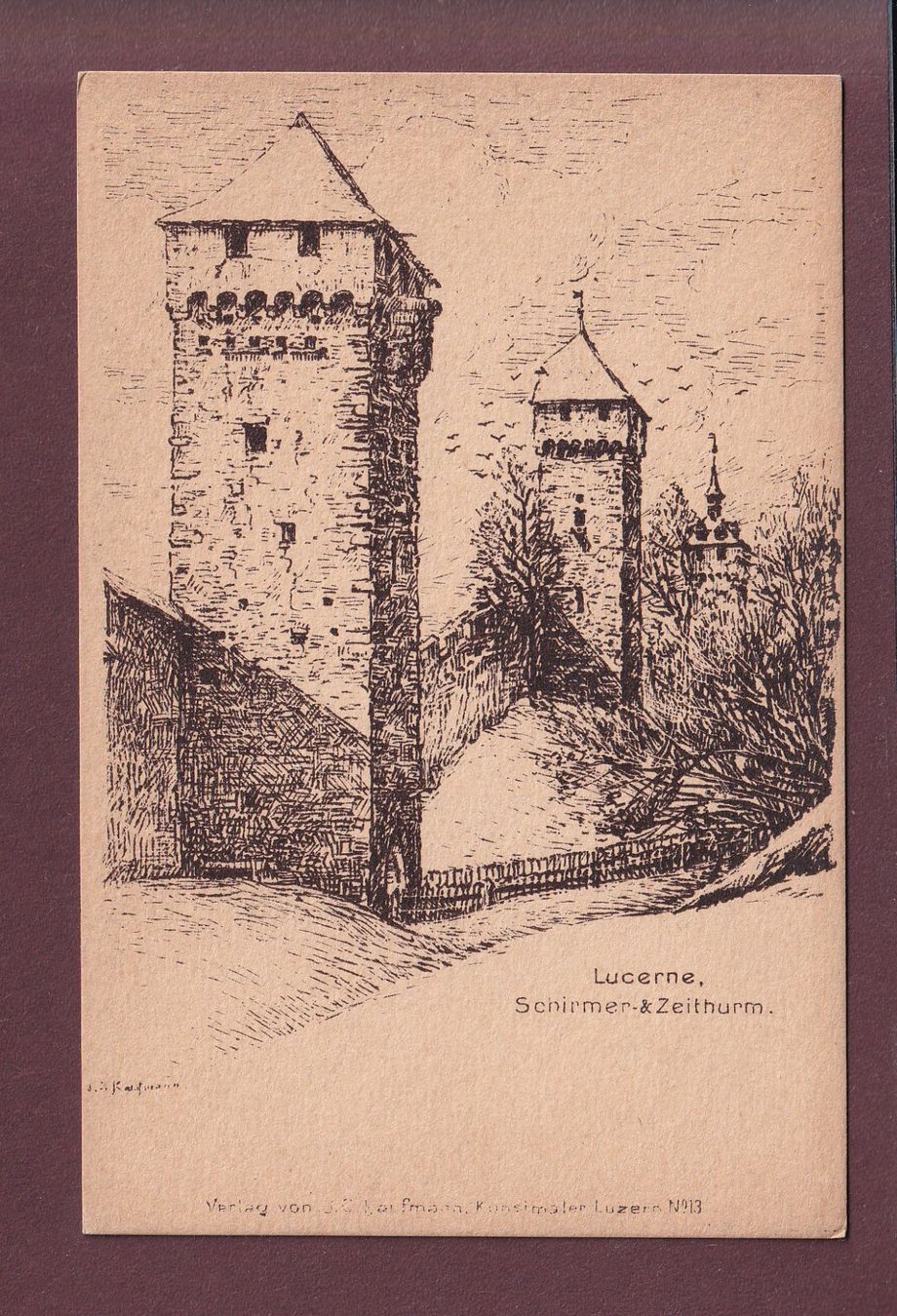 Cartoline postali: LUZERN - Schirmer- und Zeiturm – Usato da Pully venduto da nicecards