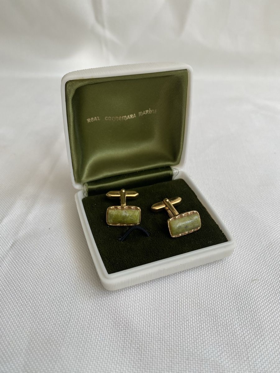 Gemelli: Quality Vintage Jade Gemstone Cufflinks in original box – Usato da Prangins venduto da melodeonman 1