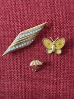Vintage Broschen Set, 3-teilig, goldfarben, mit Strass 💎