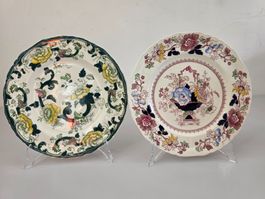 Mason's Ironstone Teller-Paar - Brocade & Chartreuse England