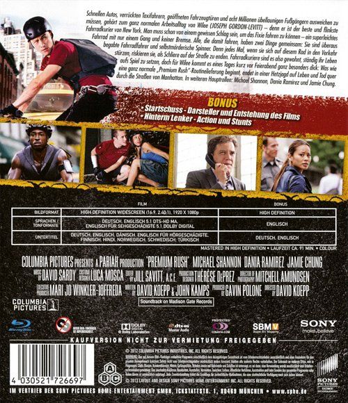 Tutti i DVDs: Premium Rush (Blu-Ray) – Nuovo (secondo la descrizione) da Volketswil venduto da Fraese1 1