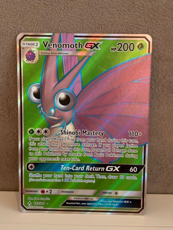 Card Pokémon Venomoth Gx Full Art Original Copag