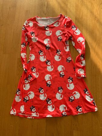 Rotes Kleid Schneemann in Grösse S