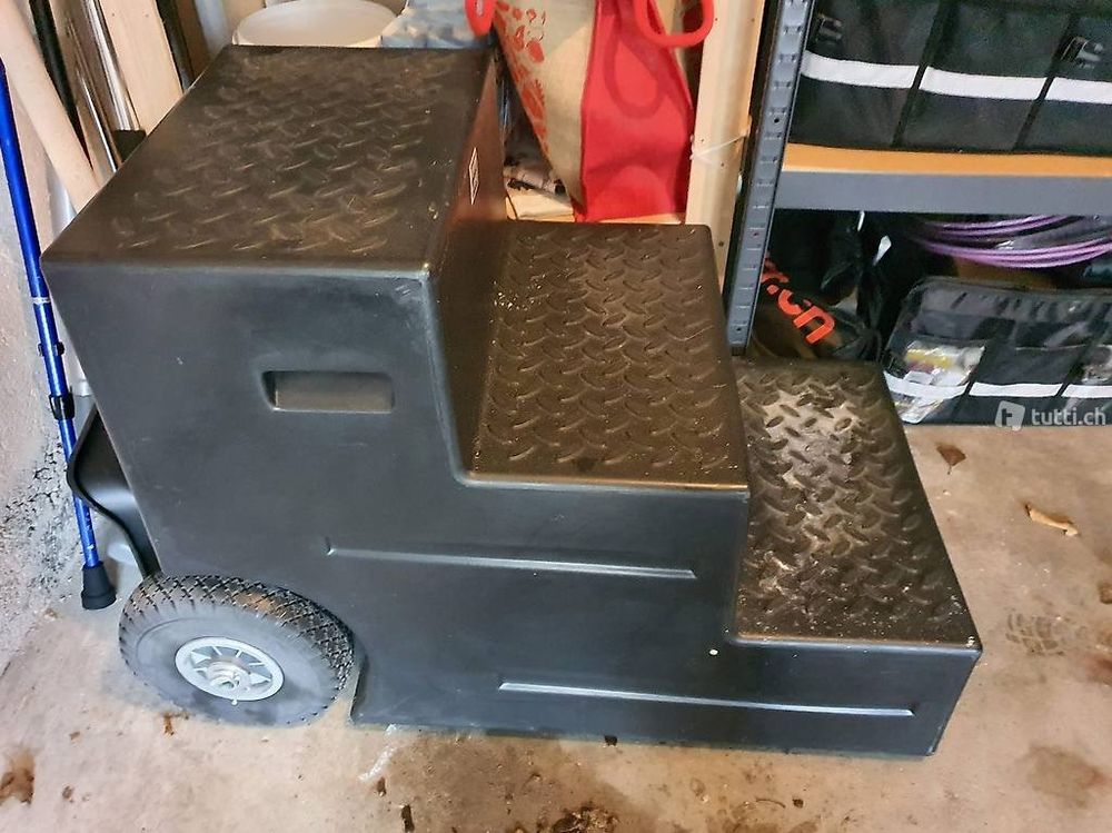 Aufsteighilfe 3Stufig mit Räder und Geländer schwarz Kaufen auf