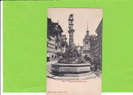 Bern-Dudelsackpfeiferbrunnen-Pferdegespann