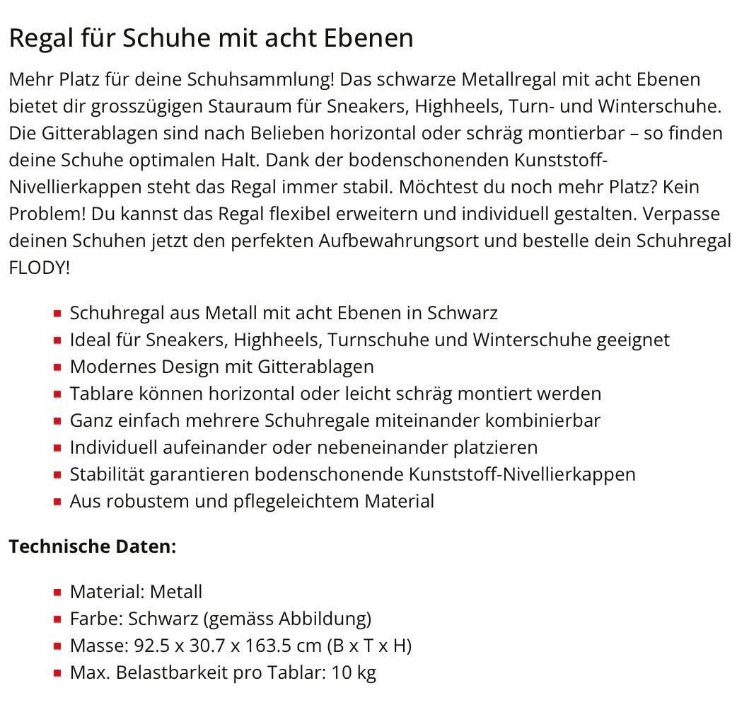 Scaffali: Schuhregal Schwarz, Metall  – Nuovo e nell'imballaggio originale da Obernau venduto da SIGGEW 5
