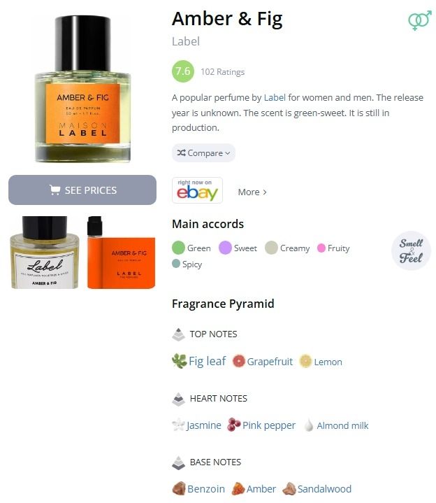 Profumi & Eau de Toilette: Decant Amber & Fig - Label    – Usato da Lausanne venduto da Andonia 1