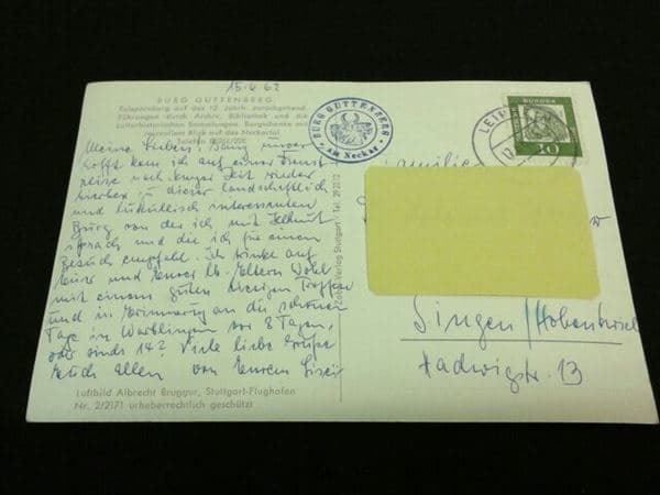 Cartoline postali: Burg Guttenberg 1962 – Usato da Schaffhausen venduto da vintageworld 4