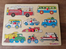 NEU Puzzle / Greifpuzzle Holz von Eichhorn Fahrzeuge