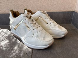 Keil-Sneaker weiss-gold