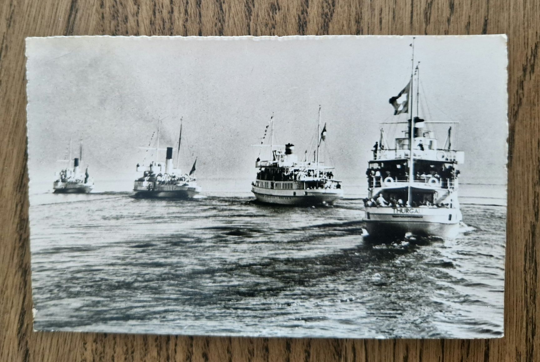 Cartoline postali: Dampferparade  Bodenseeflotte 1952 – Usato da Ebikon venduto da Donar50