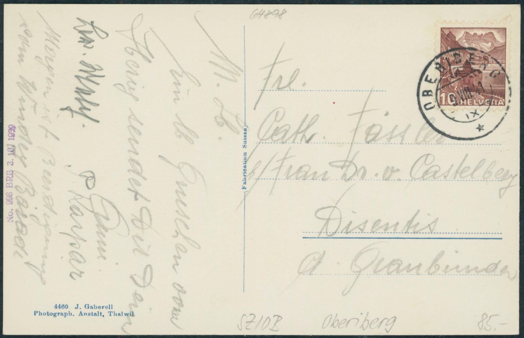 Cartoline postali: SZ Oberiberg – Usato da Schindellegi venduto da masutka7 1