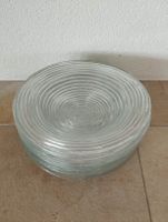 12 Glasteller transparent mit runden Rillen