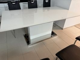 Esstisch weiss ausziehbar Metallfuss inkl. 6Stühle
