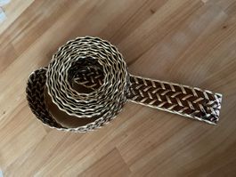 Kunstleder Band Gold - Braun / 3 Meter