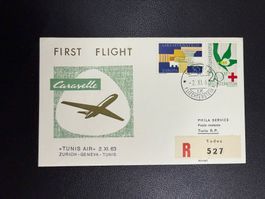 Tunis Air Erstflugbrief Zürich - Tunis ab FL 1963