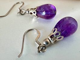 Violetter Vintage Zauber - Spinell Tropfen Silber Ohrhänger