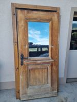 Porte ancienne bois massif vitrée avec poignée décorative