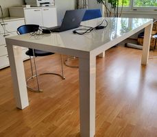 Bürotisch weiss hochglanz rechteckig gebrauchter Zustand