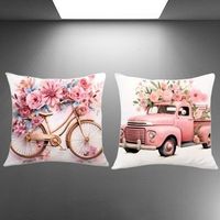 🌸🚲 Retro Kissen Rosa Fahrrad & LKW – 2er-Set 🚛✨