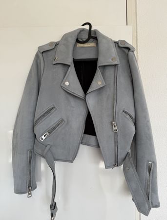 GRAU/BLAUE WILDLEDER JACKE ZARA