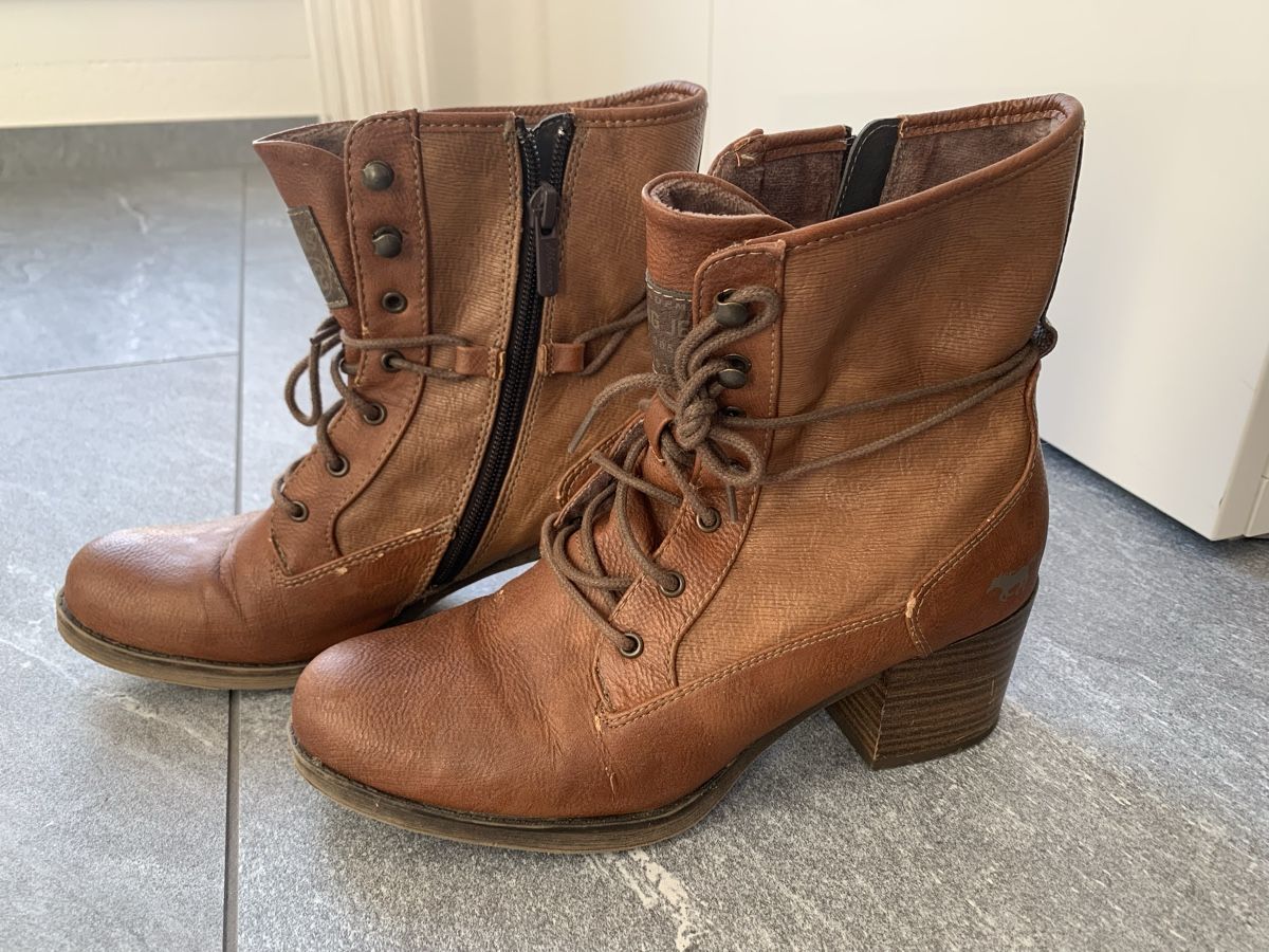 Mustang Damenschuhe: Mustang Lederstiefeletten Gr. 38, Braun – Gebraucht aus Einsiedeln von important__ 3