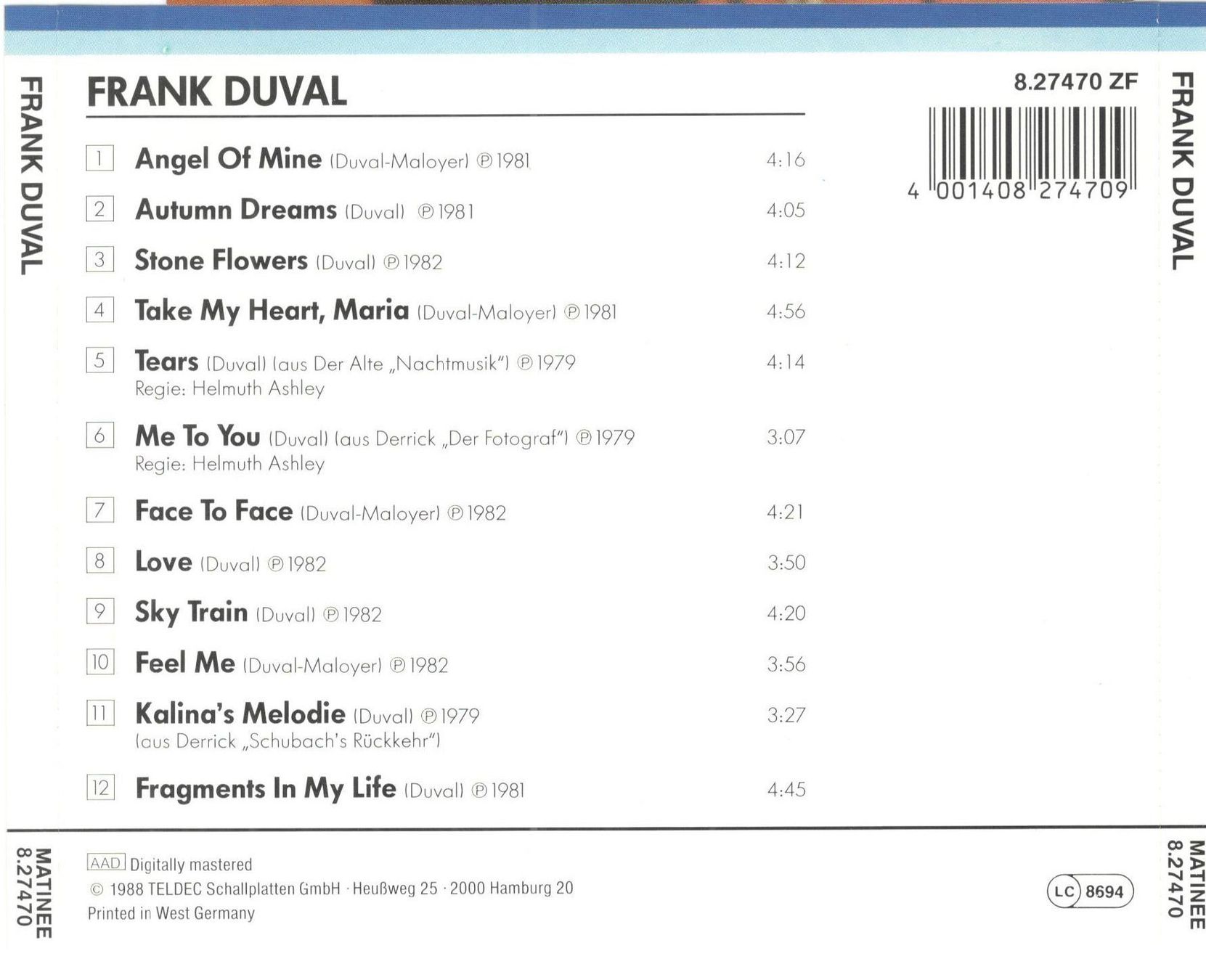 CD: Frank Duval CD Frank Duval – Usato da St. Margarethen TG venduto da ursk10 1