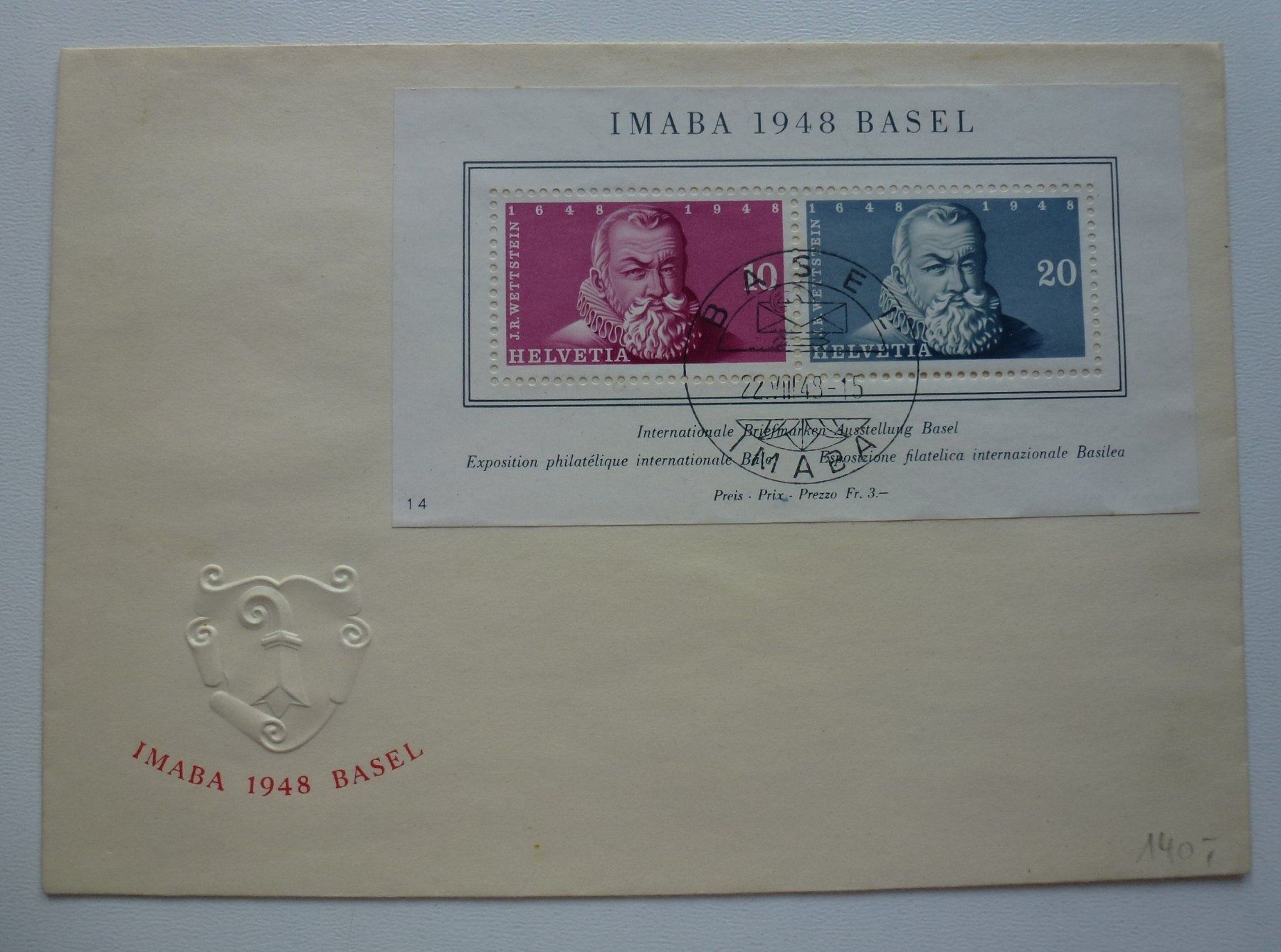 Tous les timbres: IMABA 1948 Basel ++ W31 Block auf Brief - 22.8.1948 – D'occasion à Walkringen par Casablanca777