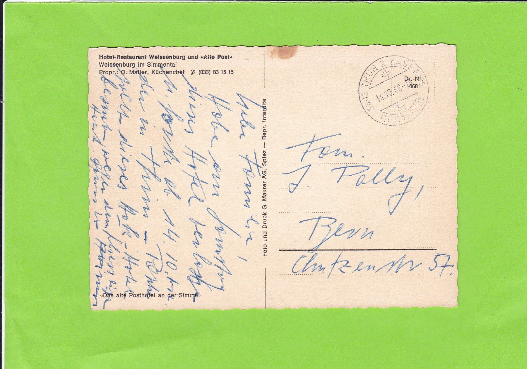 Cartes postales: Hotel-Restaurant Weissenburg und "Alte Post" – D'occasion à St. Peterzell par neckertal 1