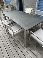 Gartentisch Granitplatte Edelstahlgestell L180 B85 H74 cm