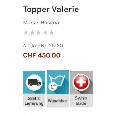 Hasena Matratzen: Topper HASENA Evopure 90x200, 2 Stück – Neu (gemäss Beschreibung) aus Grossaffoltern von Sanchi